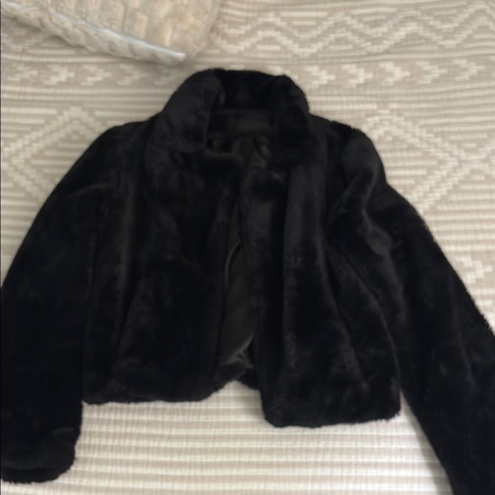 Chic Black Faux Fur Jacket